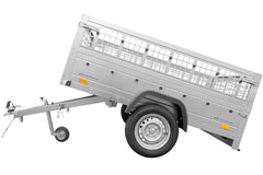 Remorque basculante 200 x 125 avec ridelles grillagées et roue jockey – Garden Trailer 201 KIPP