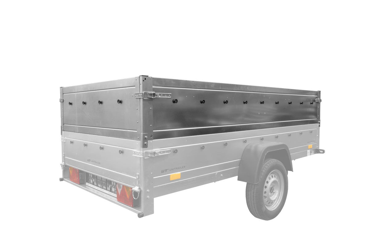 Remorque voiture 2 essieux UNITRAILER GARDEN TRAILER 264/2 KIPP avec roue jockey, côtés ridelles supplémentaires, châssis h-800 et bâche grise