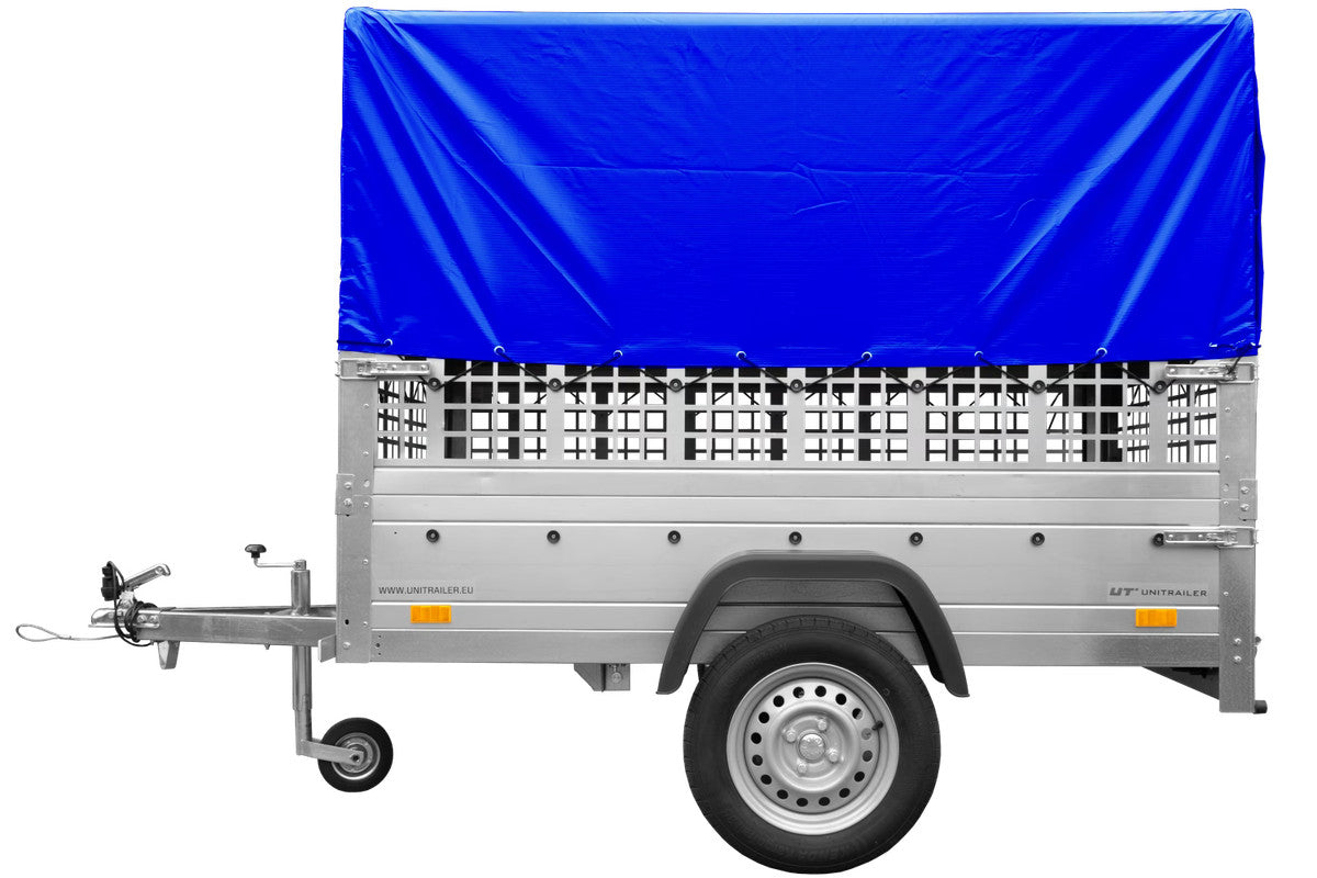 Remorque tôle non freinée Garden Trailer 200 KIPP 200 x 106 cm [avec rehausses grillagées, bâche haute et arceau]