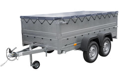 Remorque GARDEN TRAILER 264/2 KIPP remorque à deux essieux avec roue jockey, châssis H-0, ridelles BIS et bâche plate grise