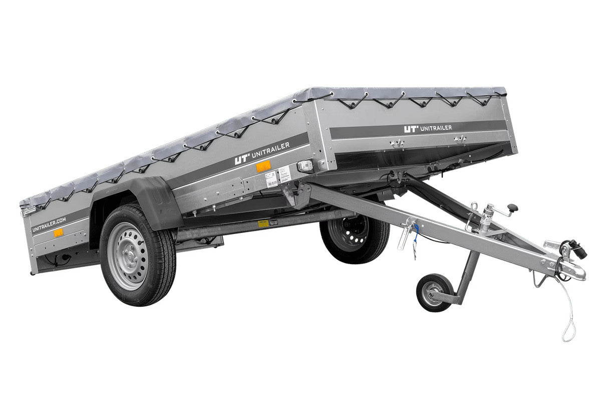 Remorque voiture 264 x 150 UNITRAILER GARDEN 265 KIPP avec châssis H-0 et bâche grise