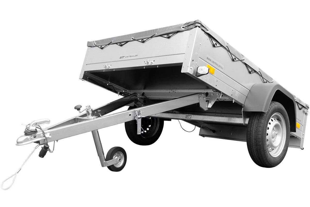 Remorque galvanisée à vendre 200 x 125 cm Garden Trailer 201 KIPP [avec roue jockey et bâche plate grise]