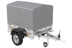Remorque 1 essieu 150 x 106 bâche + arceau, PTAC 500 kg Garden Trailer 150 KIPP [avec roue jockey]