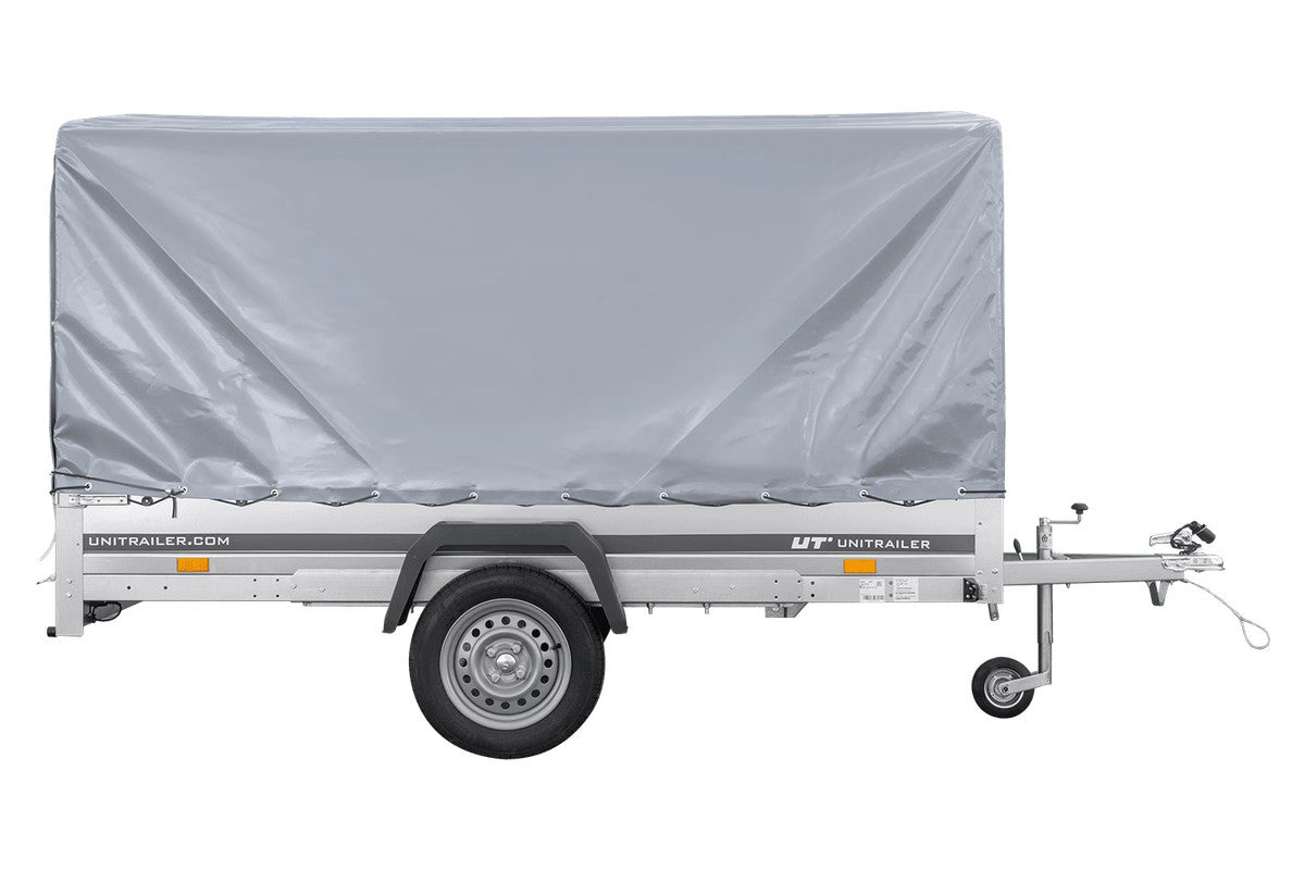 Remorque à un essieu 264 x 150 UNITRAILER GARDEN 265 KIPP avec châssis H-1100 et bâche grise