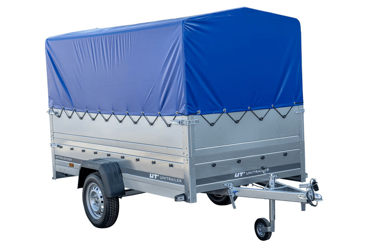 REMORQUE 264 KIPP AVEC ROUE JOCKEY, CÔTÉS RIDELLES SUPPLÉMENTAIRES, CHÂSSIS H-800 ET BACHE BLEUE