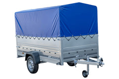 REMORQUE 264 KIPP AVEC ROUE JOCKEY, CÔTÉS RIDELLES SUPPLÉMENTAIRES, CHÂSSIS H-800 ET BACHE BLEUE