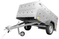 Remorque de voiture Garden Trailer 201 KIPP 500 kg 200 x 125 cm [avec rehausses de ridelles et roue jockey]