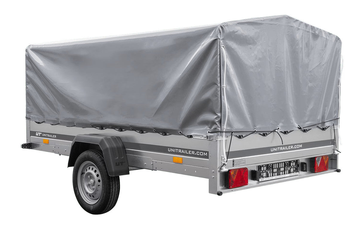 Remorque à un essieu 264 x 150 UNITRAILER GARDEN 265 KIPP avec arceau H-800 et bâche grise
