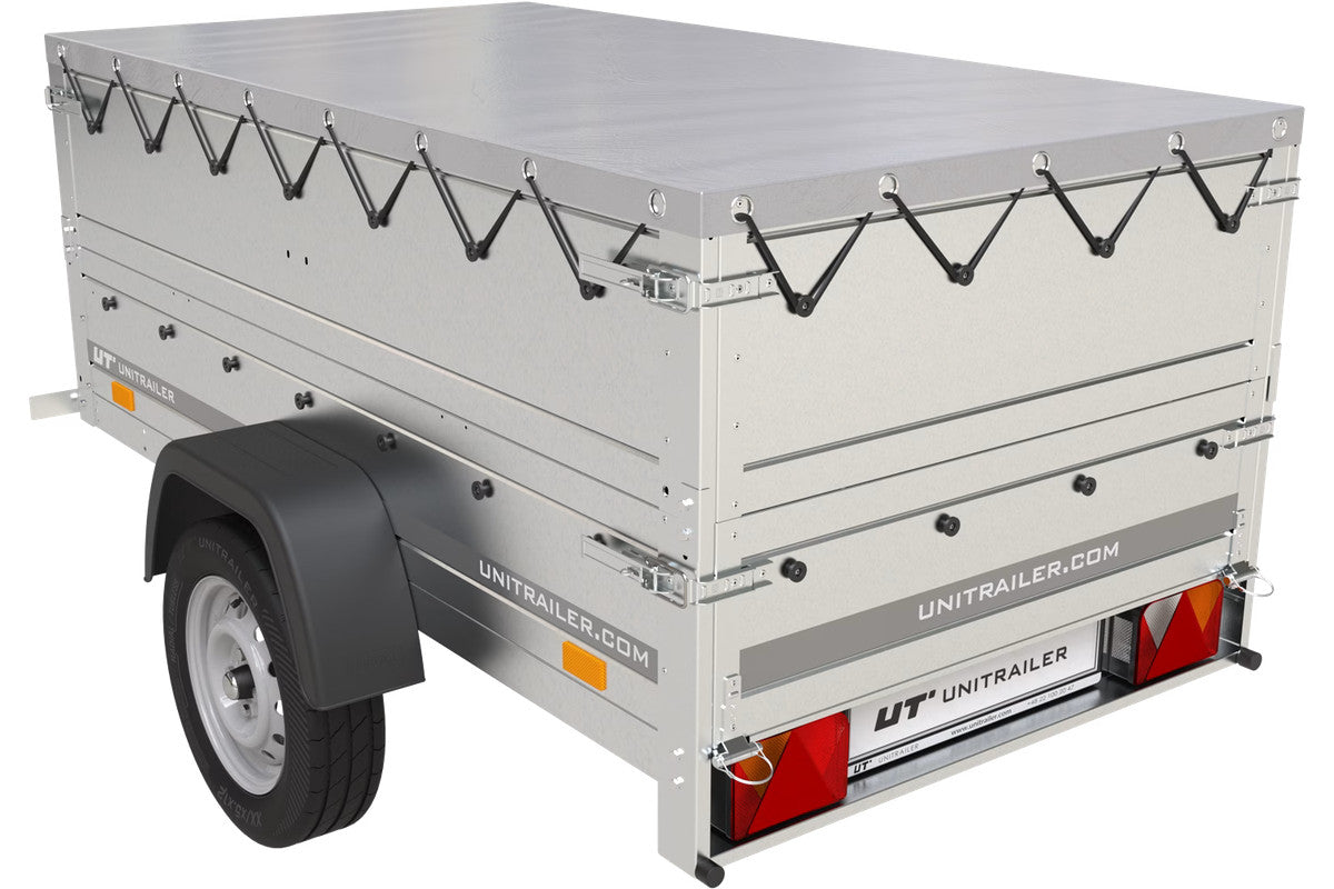 Remorque Garden Trailer 200 Kipp avec roue jockey, rehausses, châssis H-0 et bâche grise