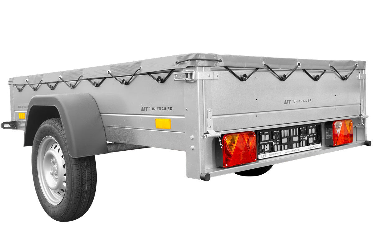 Remorque galvanisée à vendre 200 x 125 cm Garden Trailer 201 KIPP [avec roue jockey et bâche plate grise]