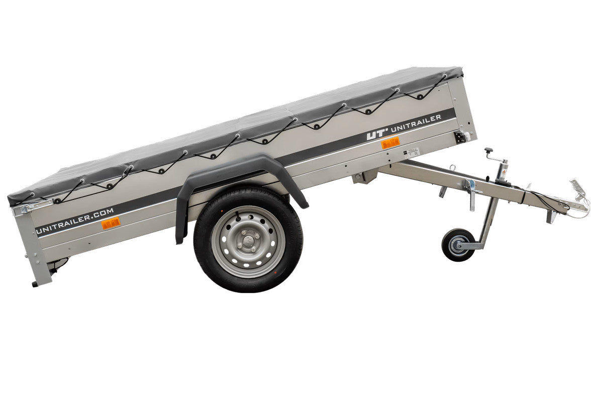 Remorque galvanisée 230 x 125 cm Garden Trailer 230 KIPP [avec roue jockey, bâche plate et tiges de support bâche]