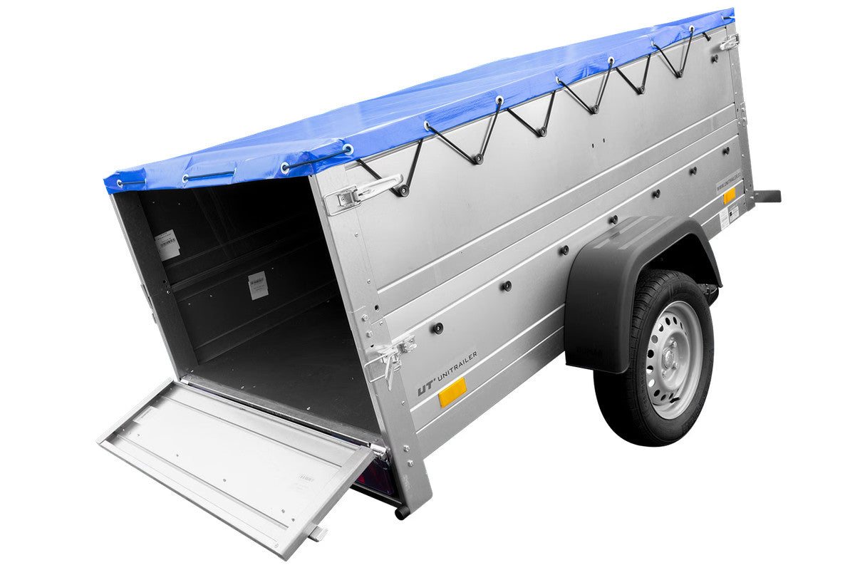 Remorque neuve 200 x 106 avec bâche plate, rehausses de ridelles et roue jockey – Garden Trailer 200 KIPP