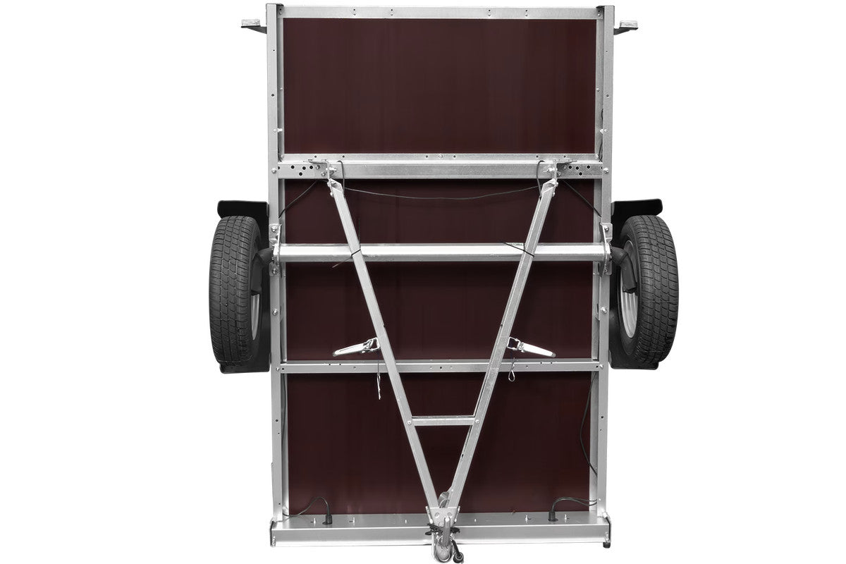 Remorque voiture utilitaire 200 x 125 avec bâche plate, ridelles grillagées et roue jockey – Garden Trailer 201 KIPP