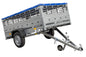 Remorque sans frein 230 x 125 avec bâche plate bleue, ridelles grillagées et roue jockey – Garden Trailer 230 KIPP
