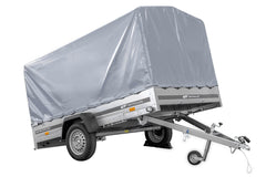 Remorque à un essieu 264 x 150 UNITRAILER GARDEN 265 KIPP avec châssis H-1100 et bâche grise