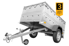 Remorque neuve 200 x 106 avec bâche plate, rehausses de ridelles et roue jockey – Garden Trailer 200 KIPP