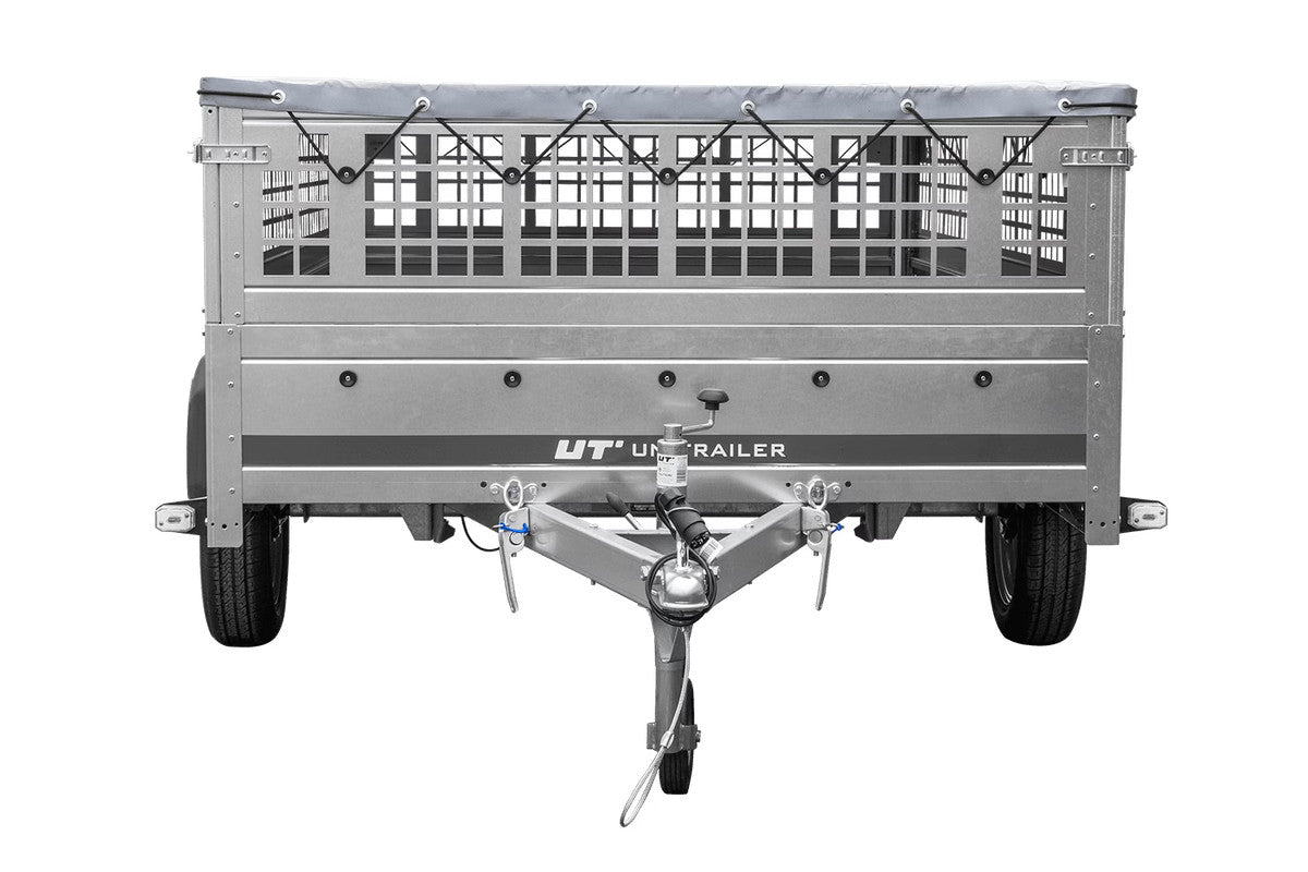 Remorque légère 264 x 150 UNITRAILER GARDEN 265 KIPP avec ridelles grillagées, châssis H-0 et bâche grise