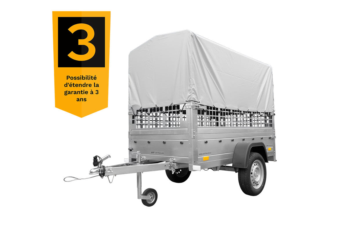 Remorque tôle Garden Trailer 200 KIPP 200 x 106 cm [avec rehausses grillagées, bâche haute et arceau]