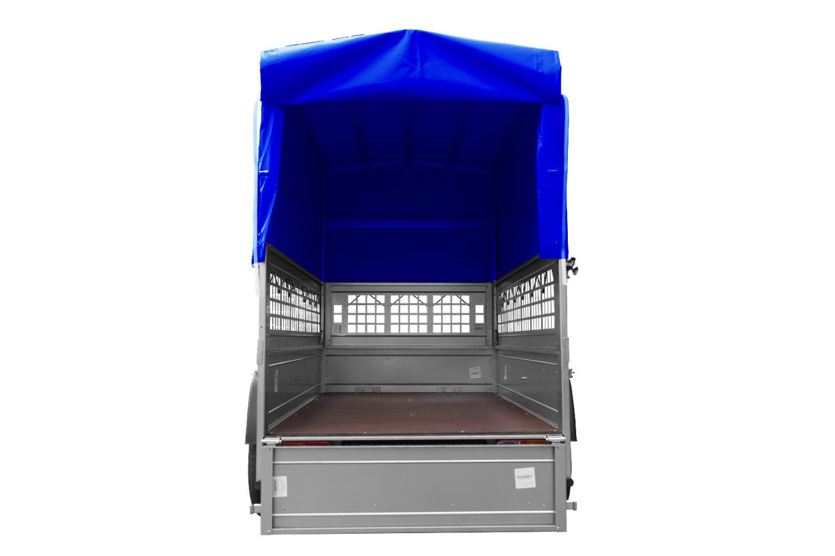 Remorque tôle non freinée Garden Trailer 200 KIPP 200 x 106 cm [avec rehausses grillagées, bâche haute et arceau]
