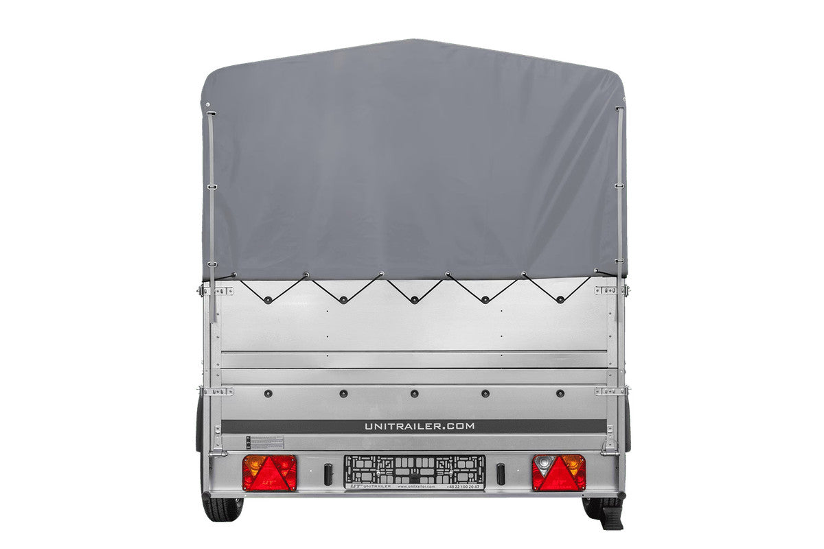 Remorque à essieu simple 264 x 150 UNITRAILER GARDEN 265 KIPP avec ridelles supplémentaires, arceau H-800 et bâche grise