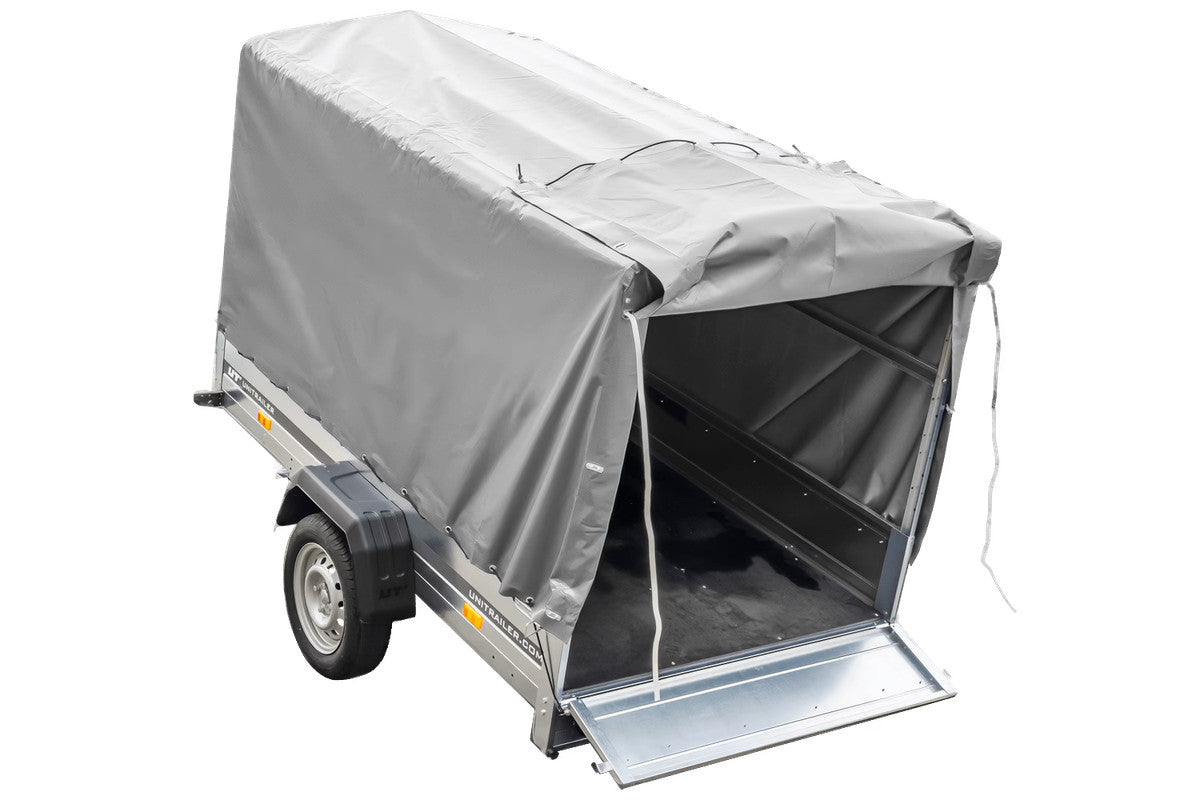 Remorque routière avec bâche haute (110 cm), arceau (110 cm) et roue jockey 230 x 125 Garden Trailer 230 KIPP