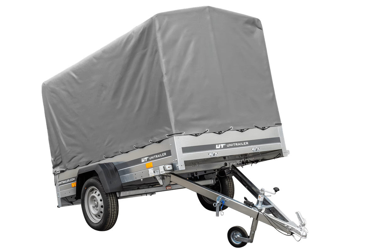 Remorque routière avec bâche haute (110 cm), arceau (110 cm) et roue jockey 230 x 125 Garden Trailer 230 KIPP