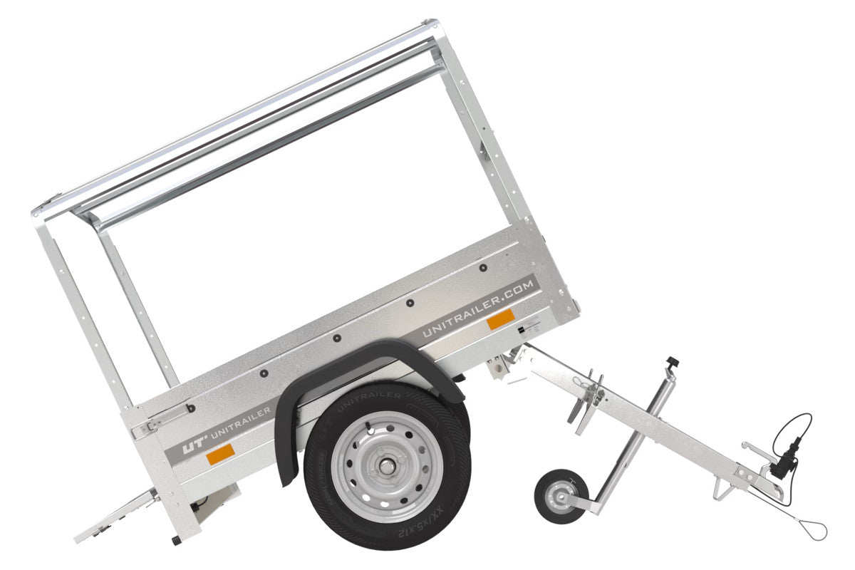 Remorque 1 essieu 150 x 106 bâche + arceau, PTAC 500 kg Garden Trailer 150 KIPP [avec roue jockey]