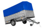 Remorque à un essieu 264 x 150 UNITRAILER GARDEN 265 KIPP avec ridelles BIS, arceau H-800 et bâche bleue