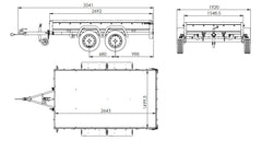 Remorque à deux essieux 264 x 150 UNITRAILER GARDEN 265/2 KIPP avec châssis H-800 et bâche bleue