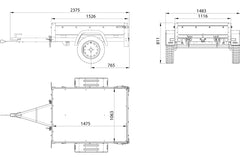 Remorque petite à vendre à benne basculante – Garden Trailer 150 KIPP [avec rehausses de ridelles et bâche plate grise]