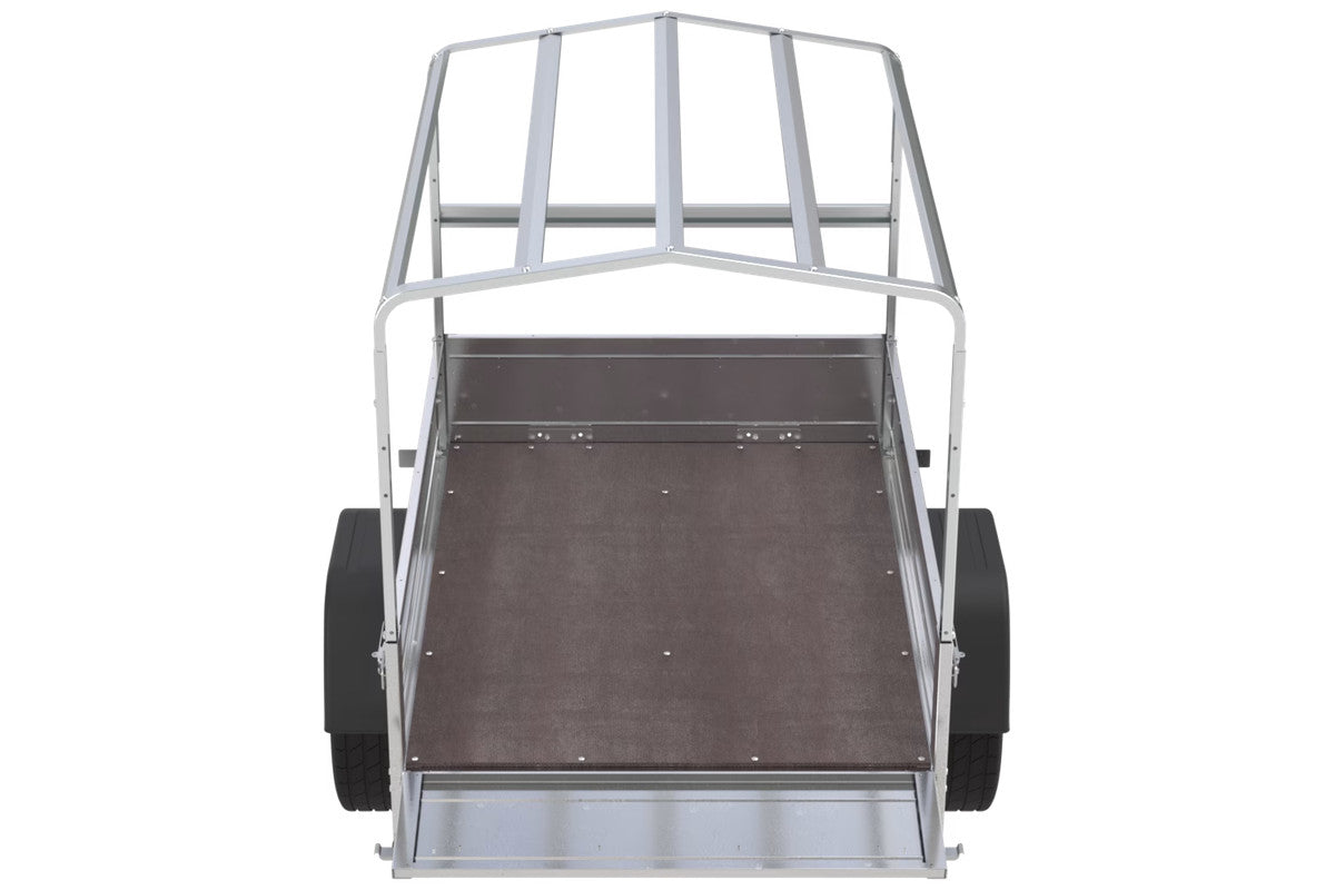 Remorque 1 essieu 150 x 106 bâche + arceau, PTAC 500 kg Garden Trailer 150 KIPP [avec roue jockey]