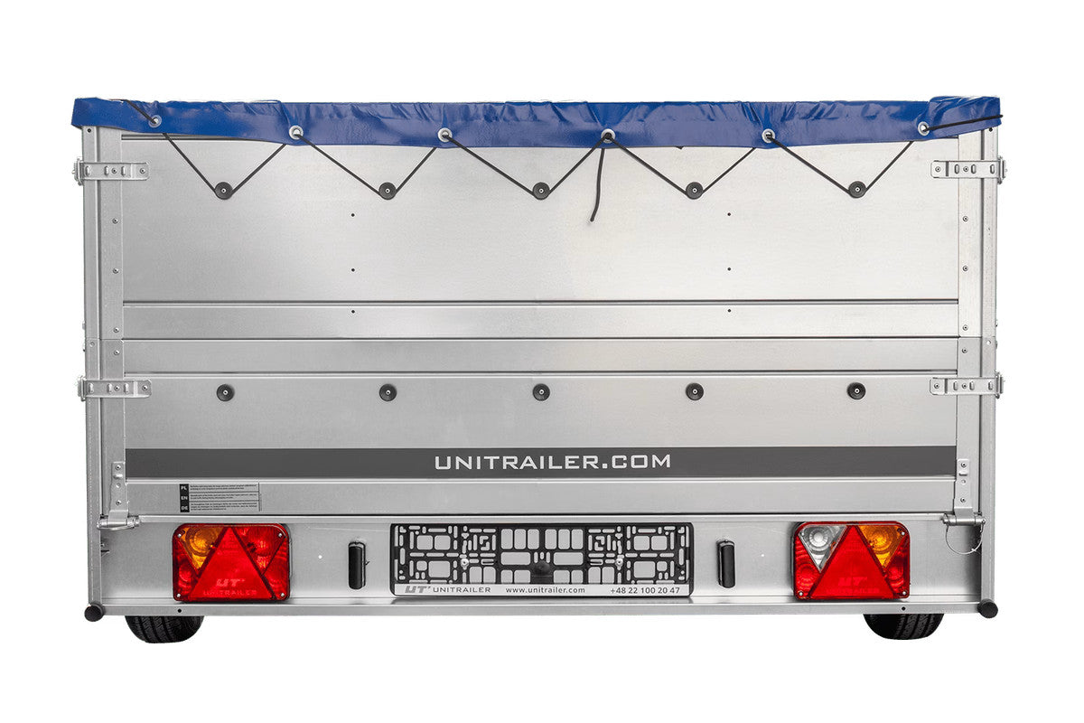 Remorque à essieu simple 264 x 150 UNITRAILER GARDEN 265 KIPP avec ridelles BIS, châssis H-0 et bâche bleue