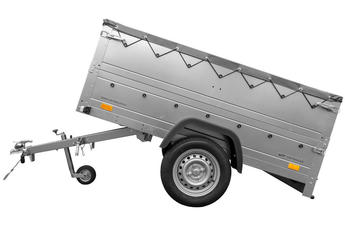 Remorque neuve 200 x 125 avec bâche plate, rehausses de ridelles et roue jockey – Garden Trailer 201 KIPP