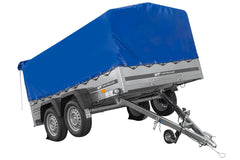 Remorque à deux essieux 264 x 150 UNITRAILER GARDEN 265/2 KIPP avec châssis H-800 et bâche bleue