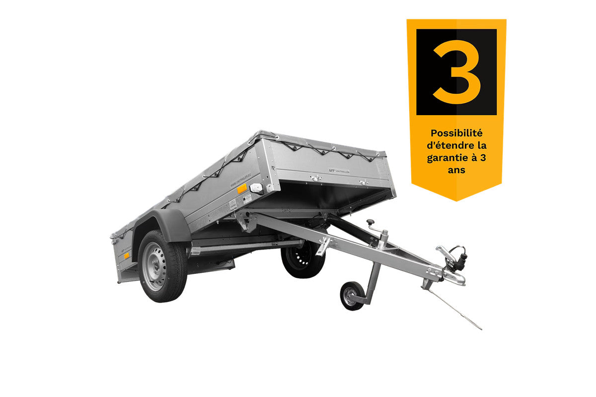 Remorque galvanisée 230 x 125 cm Garden Trailer 230 KIPP [avec roue jockey, bâche plate et tiges de support bâche]
