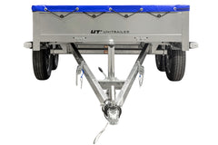 Remorque UNITRAILER 264/2 KIPP AVEC ROUE JOCKEY, TIGES DE SUPPORT ET BÂCHE PLATE BLEUE