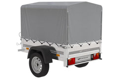 Remorque 1 essieu 150 x 106 bâche + arceau, PTAC 500 kg Garden Trailer 150 KIPP [avec roue jockey]