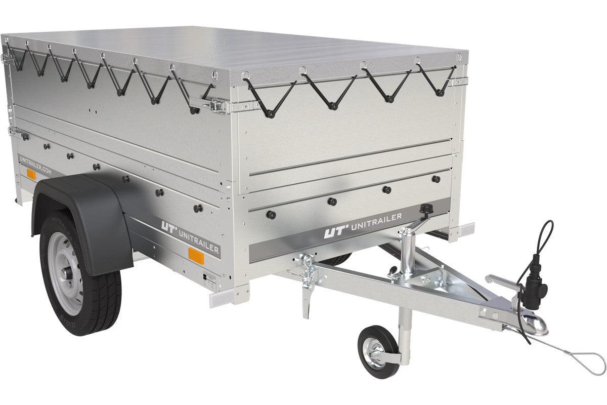 Remorque Garden Trailer 200 Kipp avec roue jockey, rehausses, châssis H-0 et bâche grise