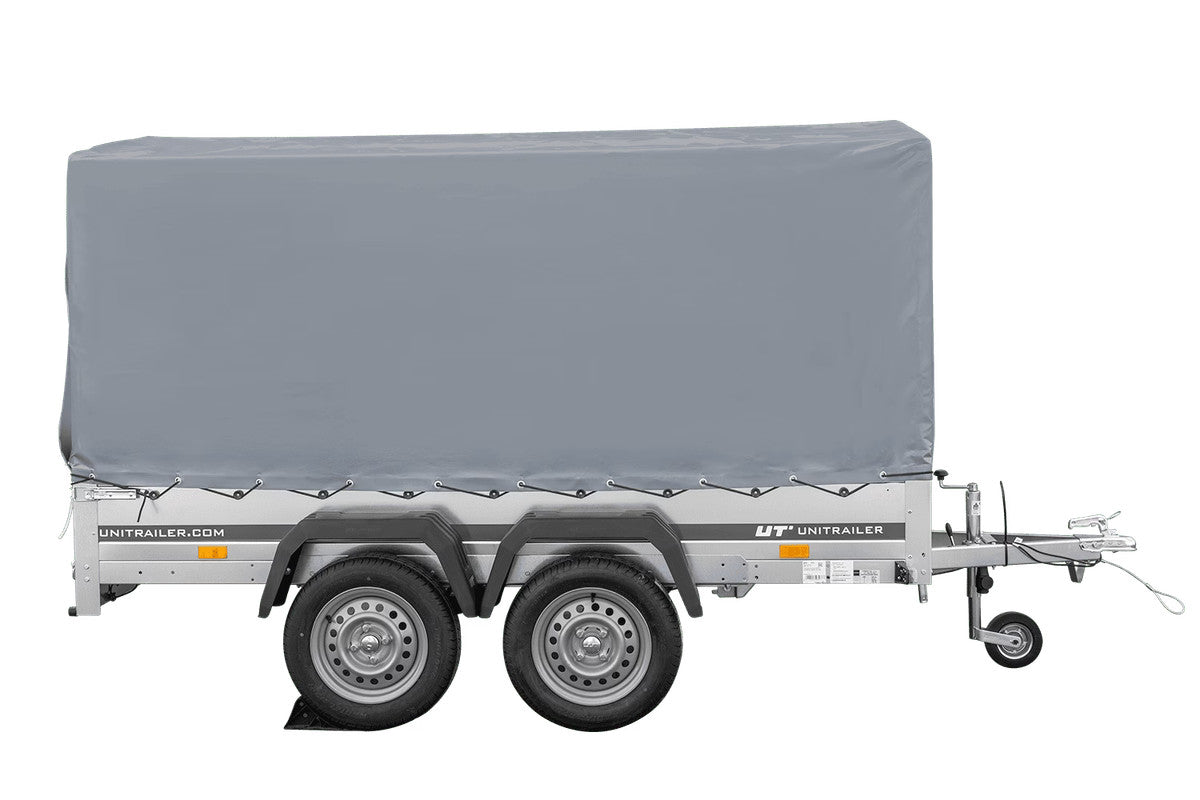 Remorque à deux essieux 264 x 150 UNITRAILER GARDEN 265/2 KIPP avec châssis H-1100 et bâche grise