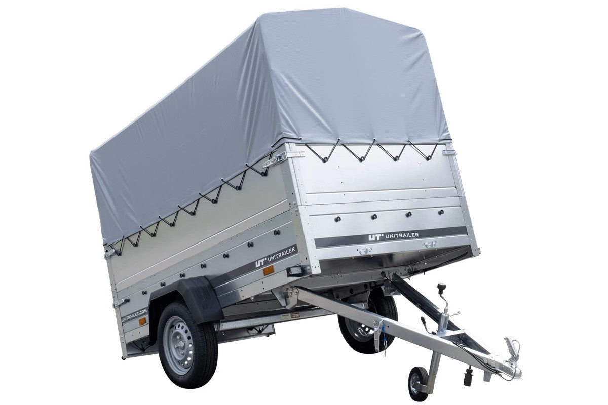 Remorque haute avec rehausses de ridelles et bâche haute – 2,30 x 1,25 m – Garden Trailer 230 KIPP