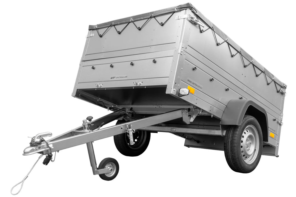 Remorque neuve 200 x 125 avec bâche plate, rehausses de ridelles et roue jockey – Garden Trailer 201 KIPP