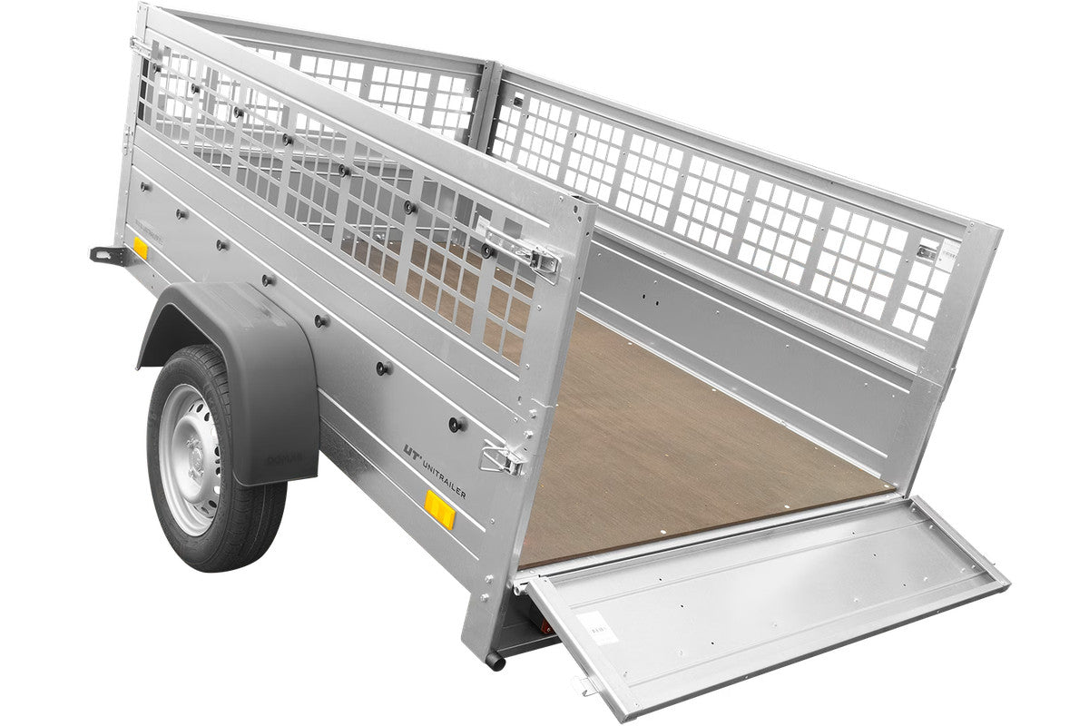 Remorque basculante 200 x 125 avec ridelles grillagées et roue jockey – Garden Trailer 201 KIPP