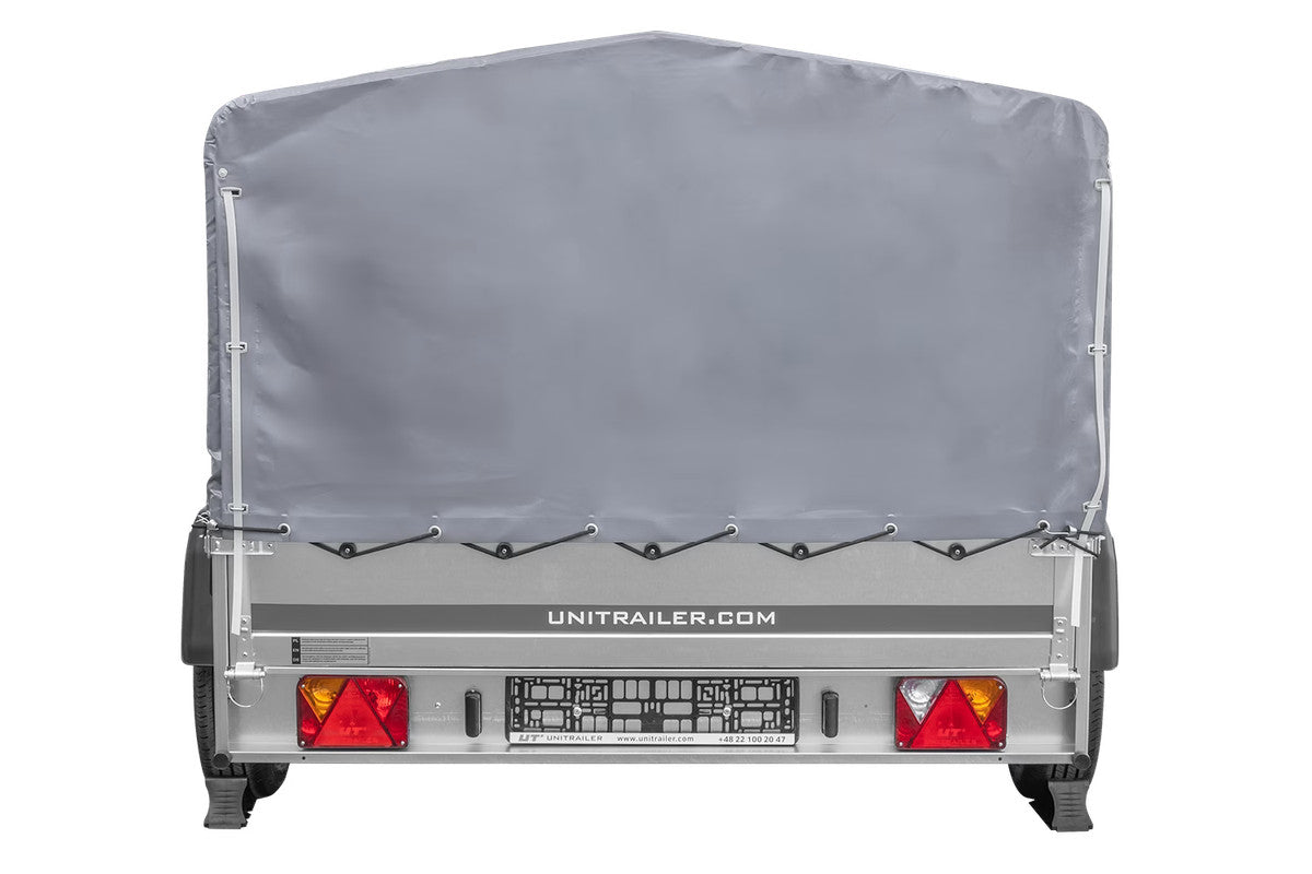 Remorque à deux essieux 264 x 150 UNITRAILER GARDEN 265/2 KIPP avec châssis H-800 et bâche grise
