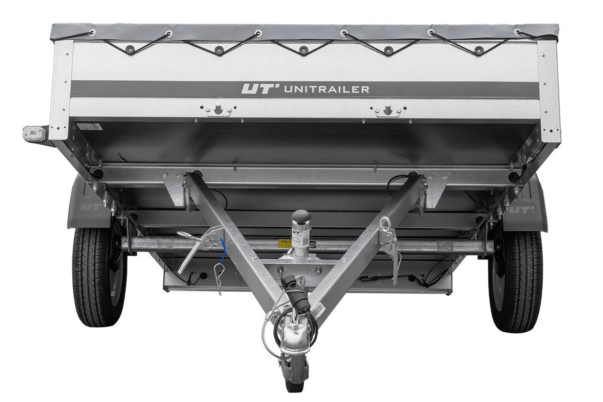Remorque voiture 264 x 150 UNITRAILER GARDEN 265 KIPP avec châssis H-0 et bâche grise