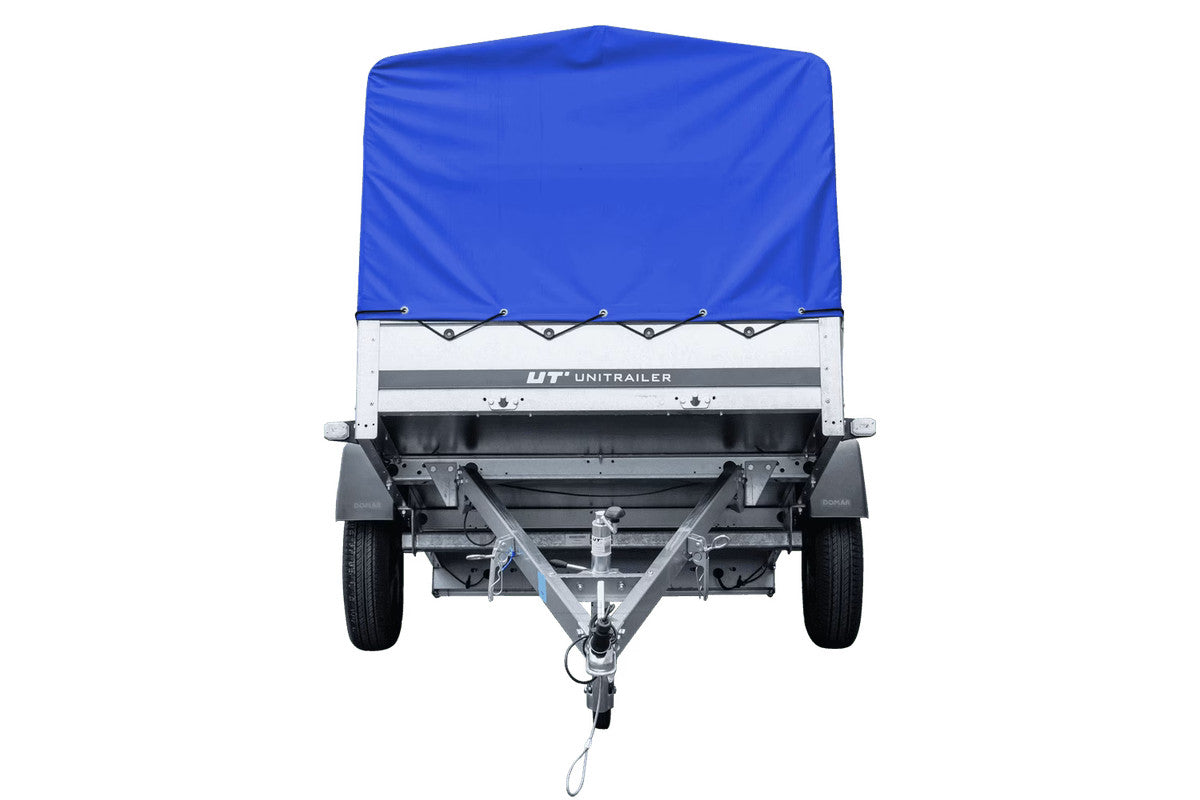 Remorque routière avec bâche haute bleue, arceau H-800 et roue jockey 230 x 125 Garden Trailer 230 KIPP