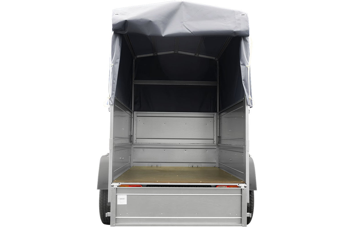 Remorque rehaussée avec bâche 150 x 106 [bâche grise, arceau, rehausses de ridelles et roue jockey] Garden Trailer 150 KIPP