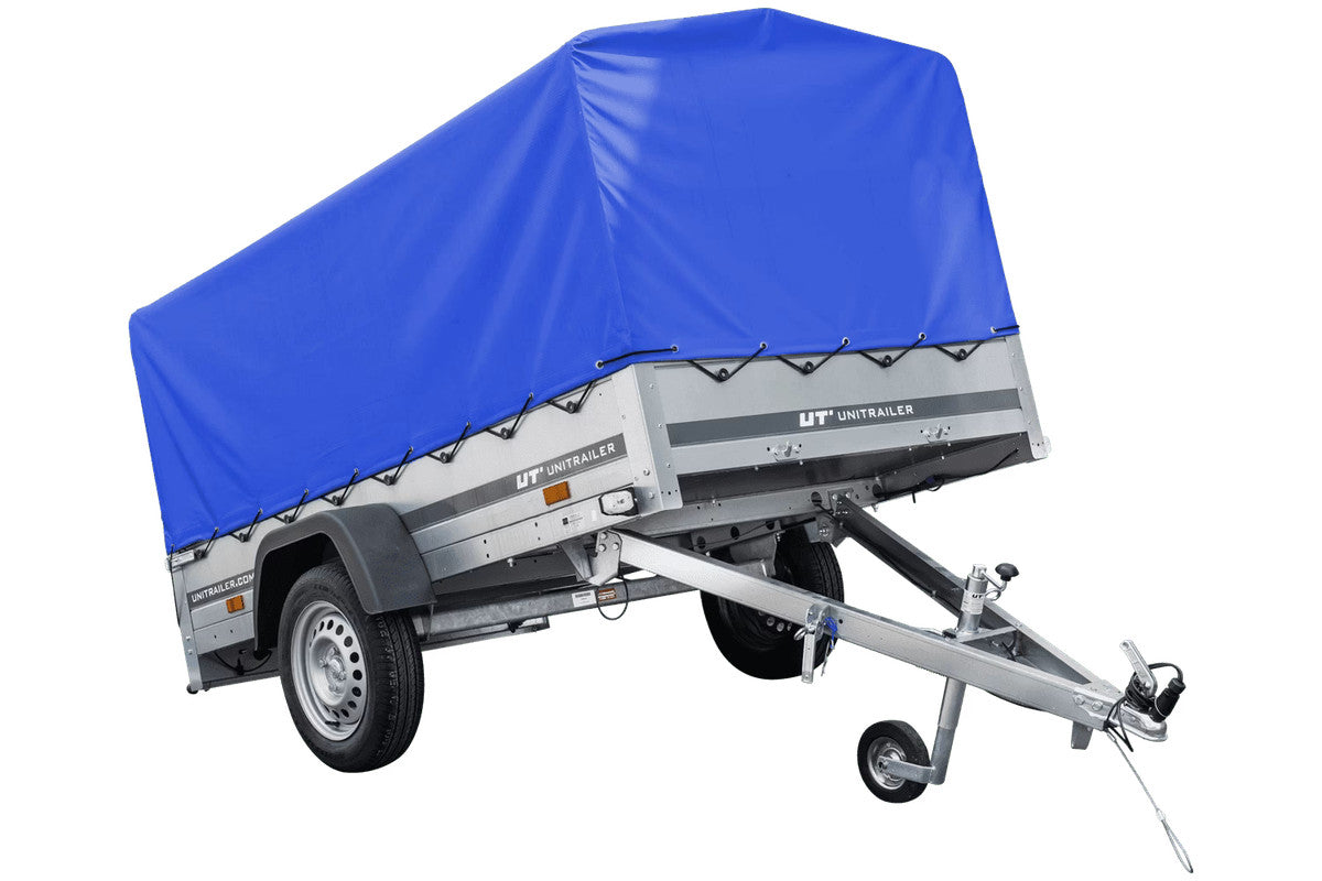 Remorque routière avec bâche haute bleue, arceau H-800 et roue jockey 230 x 125 Garden Trailer 230 KIPP