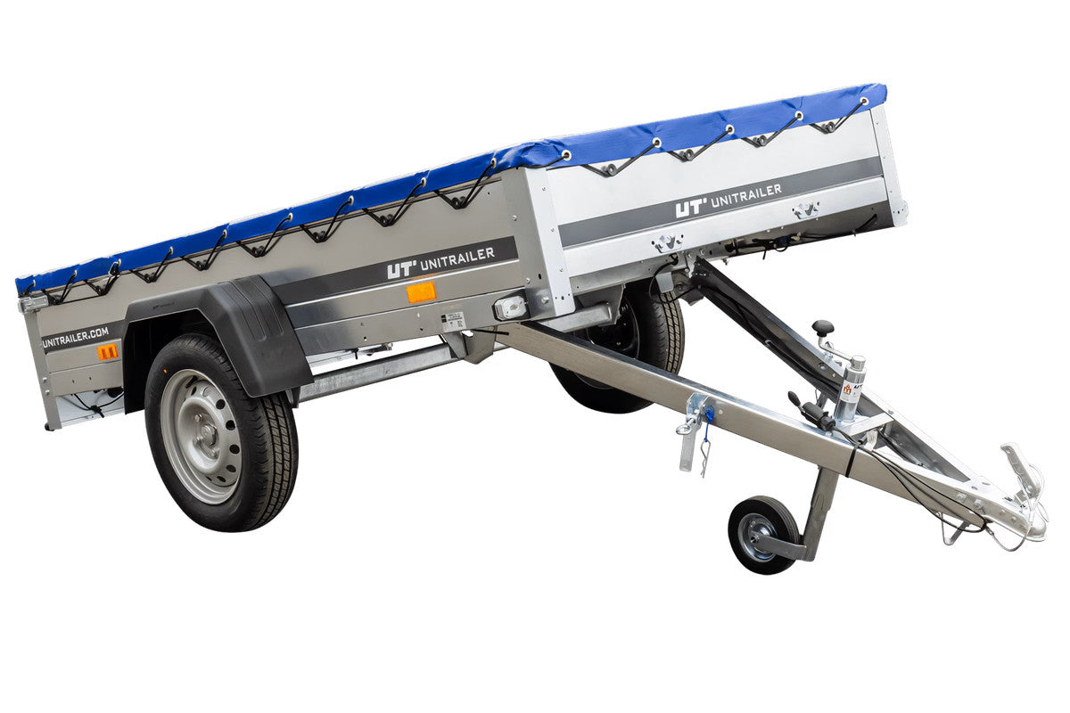 Remorque galvanisée 230 x 125 cm Garden Trailer 230 KIPP [avec roue jockey, bâche plate et tiges de support bâche]