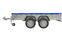 Remorque UNITRAILER 264/2 KIPP AVEC ROUE JOCKEY, TIGES DE SUPPORT ET BÂCHE PLATE BLEUE