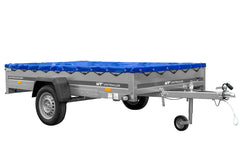 Remorque à un essieu 264 x 150 UNITRAILER GARDEN 265 KIPP avec châssis H-0 et bâche bleue